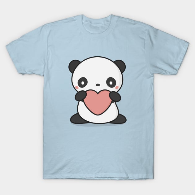 Kawaii Cute Panda With Heart T-Shirt by wordsberry